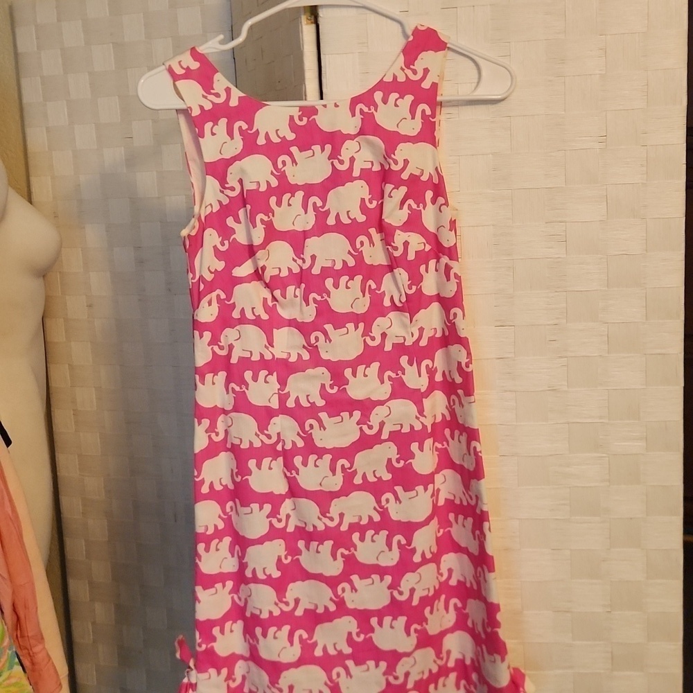 Women's Lilly Pulitzer Pink In Sun Delia Dress Shift Size 00  Elephants - Picture 2 of 3